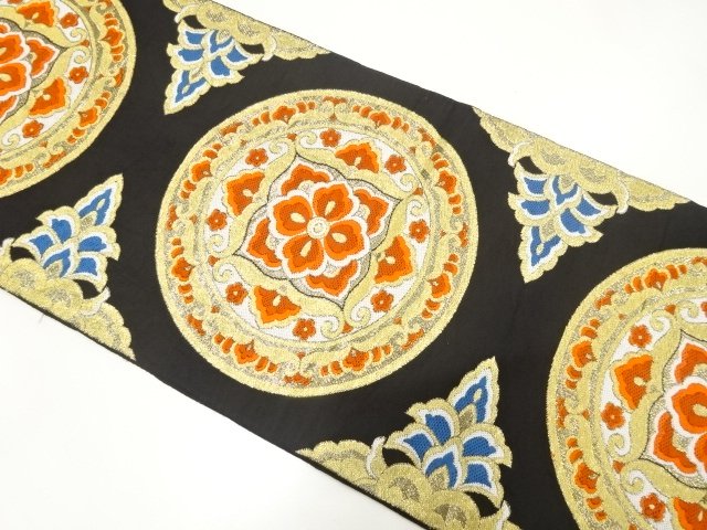 JAPANESE KIMONO / ANTIQUE FLORAL PATTERN WOVEN FUKURO OBI (MATERIALS)